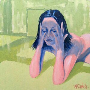 “Dread” Original Oil Painting by Robin White - Oil on Wood Panel 10x10x.75"